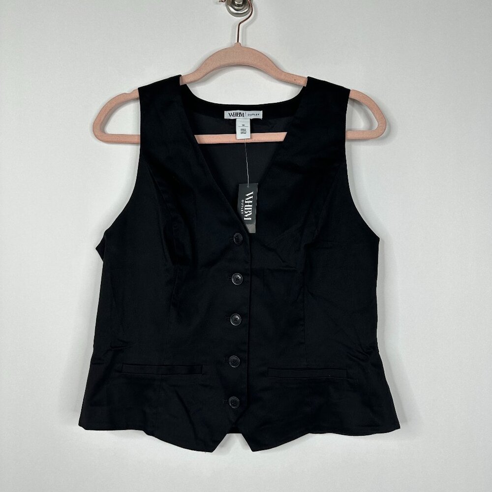 NWT White House Black Market Sleeveless Sateen Vest Black 14 #WHBM70 - Picture 2 of 8